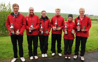 Íslandsmeistarar í öllum flokkum unglinga. Ragnar Már lengst til vinstri. Mynd: kylfingur.is