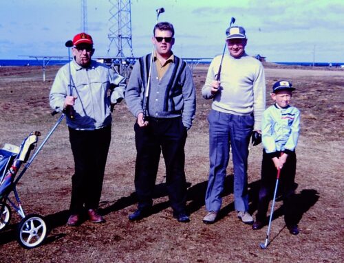 Maggi ræsir – Hvað segir GKG-ingurinn – á myndinni: tv Stanley Kiernan, Magnús, Skúli Magnússon og Skúli K. Skúlason